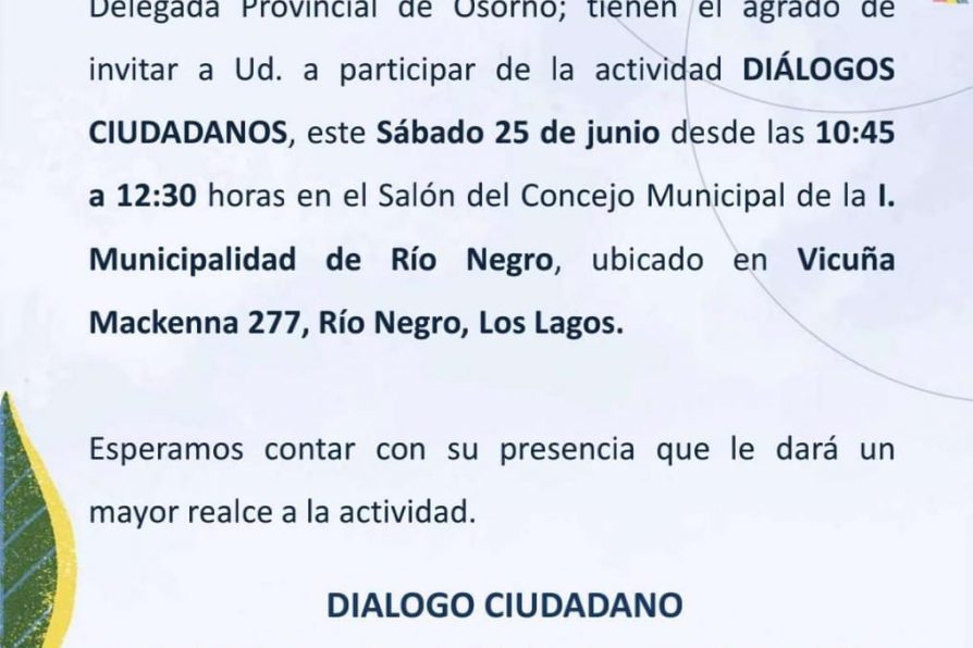 Llaman a participar de Diálogo Ciudadano en Río Negro
