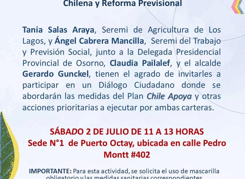 Diálogo Ciudadano en Octay abordará temas del agro, realidad y reforma previsional